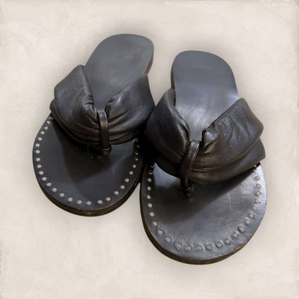 Mango Studded Black Leather Sandals
